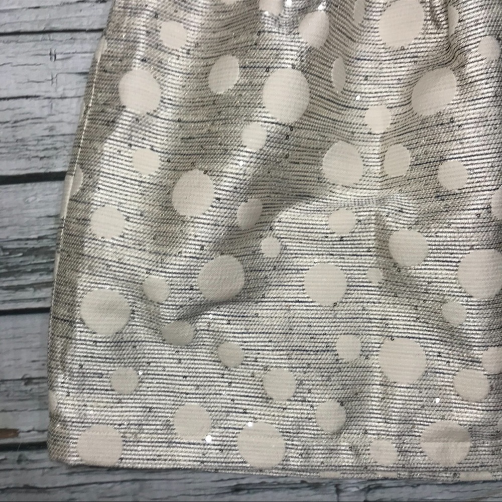 Anthropologie Skirt Jacquard Embellished Mini High Rise A-Line White Metallic 8 - Picture 12 of 15